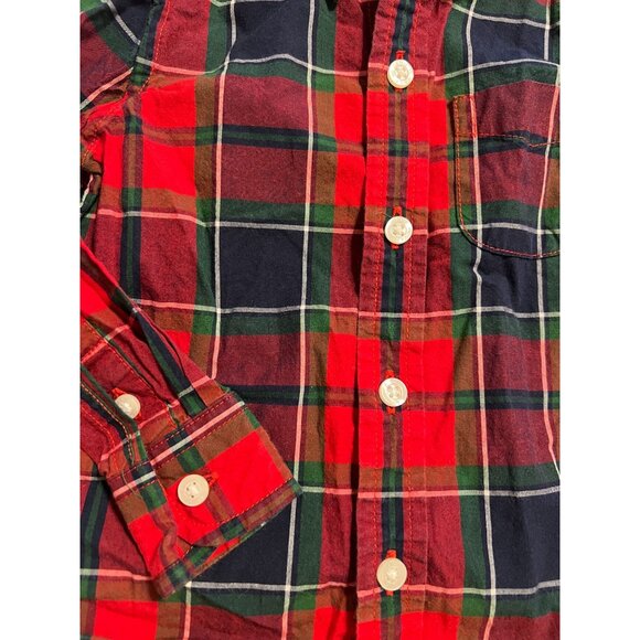 Janie and Jack Red Plaid Button Down Shirt Infant Boys Size 12 - 18 months Excel - Picture 4 of 5